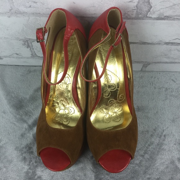 Mona Mia Yuriana Peep-toe Platform Wedge Size 11 - Picture 3 of 8